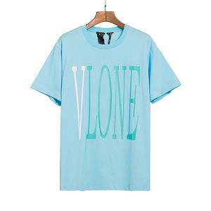 VLONE T-shirt Big "V" Tshirt Men's / Women's Couples Casual Fashion Trend High Street Loose HIP-HOP100% Cotton Printed Round Neck Shirt US SIZE S-XL 1556