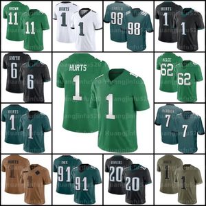 Jalen Hurts 26 Saquon Barkley Jason Kelce Jersey de futebol AJ Brown Kelly Green Devonta Smith Brian Dawkins Nolan Haason Reddick Darius Slay Goedert Mailata Reggie