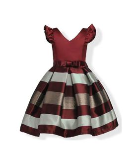 Sukienka dla dziewczyn z Bowknot Ruffles Stripe na imprezę z łukiem w trzech kolorach za 212 lat 89910271