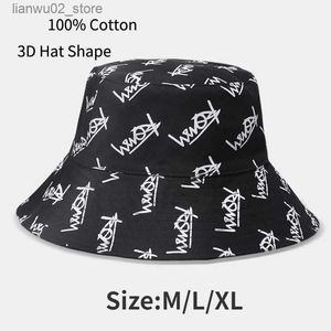 Wide Brim Hats Bucket Hats Summer Big Head Letter Bucket Hat for Men Women Korean XL Fisherman Hat Reversible Hawaii Large Cap Sun Hat Plus Size Panama Q240312