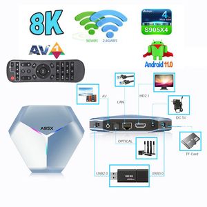 1PC A95X F4 Android 11 스마트 TV 박스 8K HD RGB Light Amlogic S905X4 4GB 32GB 64GB 2.4G/5G 듀얼 WiFi BT4.1 Vedio 디코딩 미디어 플레이어 세트 상단 상단 상자