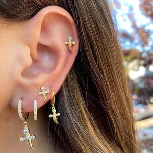 Dangle Earrings CRMYA 2024 Vintage Cubic Zirconia CZ Gold Silver Plated Dagger Drop For Women Stud Fashion Jewelry Gift