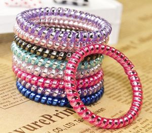 5 cm Metal Punk Telefontrådspolar Gum Elastic Band Girls Hair Tie Rubber Pony Tail Holder Armband Stretchy Scrunchies 11 Colors8245288