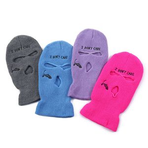 Three Hole Knitted 2023 New For Men And Women Warm Wool Letter Ear Protection Riding Adult Hat Multi Color 596179