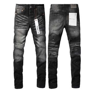 Jeans masculinos de marca roxa com pintura de rua americana angustiada 9027