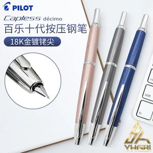 Pilot Pen Capless Fountain Decimo Original 18K Gold Nib Ink FCT15SR Set of Pens Stationery Goods for Writing 240306