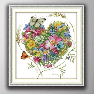 farfalle amore fiori fatti a mano punto croce strumenti artigianali ricamo set cucito contati stampa su tela DMC 14CT 11CT333w