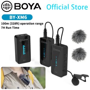 Microphones Boya BYXM6 S 2,4 GHz Kondensator Trådlös Lavalier Microphone för PC Mobil iPhone Android YouTube -inspelning Streaming Microfone