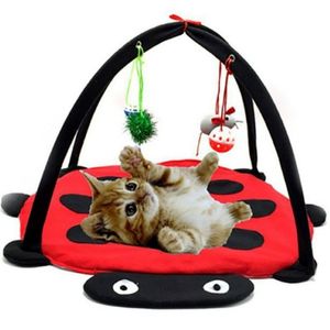 Besouro vermelho diversão sino gato tenda brinquedo para animais de estimação rede brinquedo maca de gato bens domésticos gato house214v