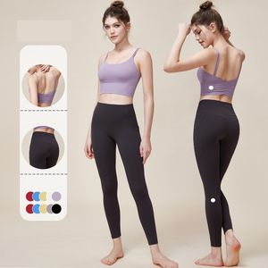 lu Reggiseno da yoga da donna con set corto ll Set di reggiseni da allenamento con canotta con pantaloni lunghi da palestra Camicie fitness casual estivo SP353 + CK1376