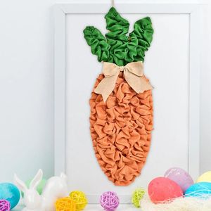 Decorative Flowers Easter Carrot Wreath Pendant Spring Decor Decoration Front Door Swag For Home Office Window Outdoor Wall Sign