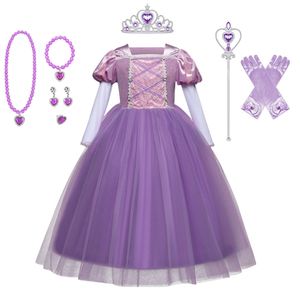 Girl's Dresses High Quality Girl Rapunzel Wig Princess Dress Halloween Child Sleeping Beauty Cosplay Sofia Tulle Tutu Ball Gown Kids Clothing 220905