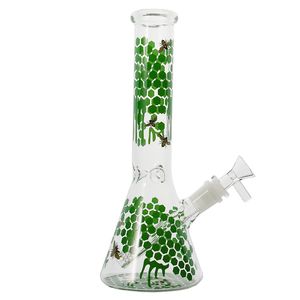 Heady Water Pipe Bee Print 10Inch Glass Bong with Glass Bowl and Doenstem 4mm Thickness 18mm Female Joint DCB20101