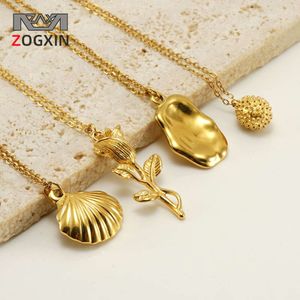 Fashionable Commuting Stainless Unique Rose Necklace Women, Irregular Shell Titanium Steel Lock Bone Chain For Women Necklace Necklace