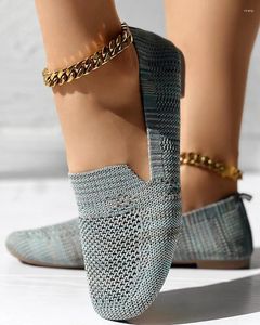 Туфли, однотонные повседневные женские лоферы квадратной формы, цветной носок 800, сетчатые женские туфли на плоской подошве с мягкой подошвой, вязаные балетки 588