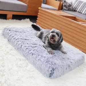 Kennels & Pens Long Plush Dog Bed Pet Cushion Rectangular Blanket Soft Fleece Cat Puppy Chihuahua Sofa Mat Pad For Small Large Dog3073