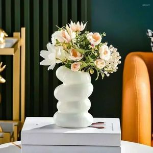 Vases Nordic Minimalist Style Solid Color Plastic Vase Flower Pot Decoration Family Desk Plant Wedding Dining Table