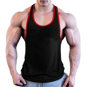 Men Gym Singlet Stringer Muscle Tank Tops Fitness Sport Shirt Y Back Racer Workout Vest 240304