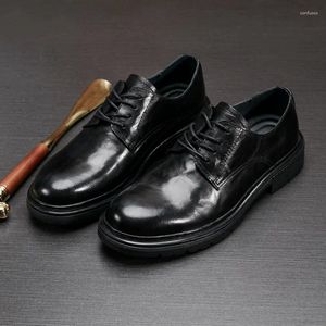 Sapatos casuais outono inverno rendas homens de negócios vestido de alta qualidade couro genuíno designer de couro