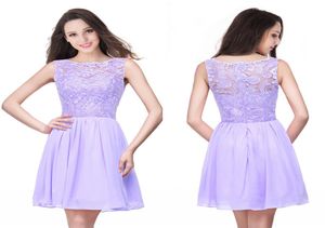 2020 In Stock Lilac Chiffon Short Homecoming Dresses Cheap Backless Lace Appliqued Cocktail Party Gown Mini Prom Evening Dresses C2553247