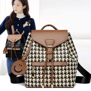 Shop Factory Wholesale New Fashion Trendy Lingge Backpack Japanese and Korean Style Thousand Bird Grid Womens Bag Elegance Versatile Handbag