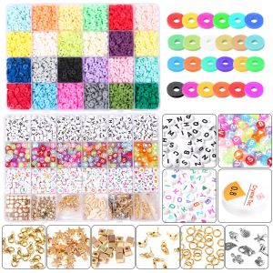 Components 24 Grid DIY Mixed Beads Set Acrylic Round Beads Squre Loose English Letter Pearl for Jewelry Making Neckacle Bracelet Accesories