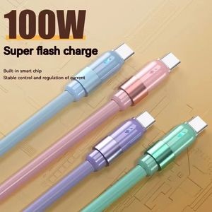 100W USB C Fast Charging Cable Led Light 6A Quick Charge USB Type C Phone Charger Cable For Xiaomi LG Samsung Mobile 1.2m