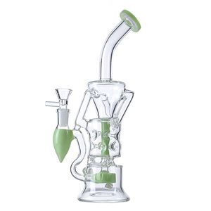 10inch Heady Hookahs Bent Type Water Pipe Turbine Percolator Fab Egg Double Recycler 14mm Female Joint Glass Bong HR319