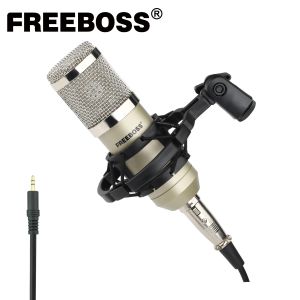 Microfones Freeboss BM800 3.5mm Plug Plástico Choque Mount Gravação de Jogo Profissional Transmissão Chat Cantando Microfone Condensador