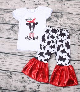 Recentemente tutta lunatica mucca giovenca ragazza maglietta e vestiti corti per bambini set coreano cotone bebe abbigliamento per bambini abiti Fornite T205527658