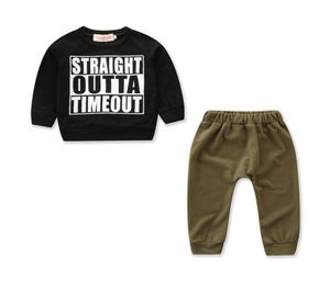 Baby Kids Toddler Boy Letter Printed Long Sleeve Tops And Fashion Army Green Pants Autumn Clothes Set 04Y4076600