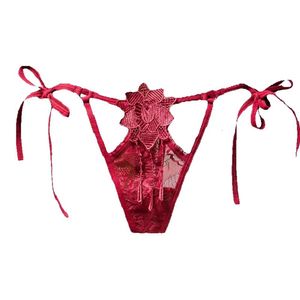 G B Pants String Floral Underwear Thong B Women Hollow Out Lace Mesh Sexiga trosor Bandage Låg midjeblomma Se genom trosor för damer T GG Andage