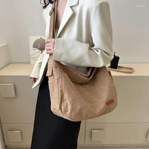 2024 Evening Bags Female Canvas Shoulder Crossbody Bag Large Cotton Cloth Satchels for Women 2024 Vintage Corduroy Woman Student Bookbag Handbags