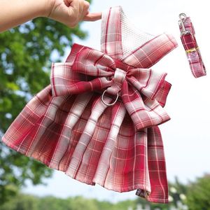 Coleiras de cachorro trelas arco colar saia bonito arnês para animais de estimação com alça de peito corda de tração gato cães roupas colete princesa tutu dress236x