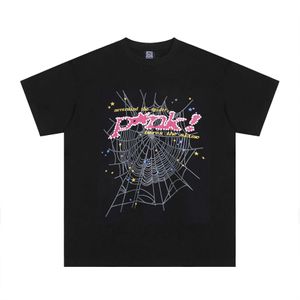 Sp5der Spider Web Foam Impresso Manga Curta 2024 Primavera/Verão Novo Casal Marca de Moda Camiseta ZKTY