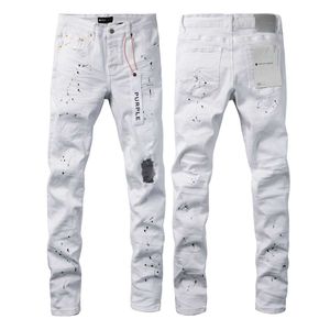 Calça jeans roxa marca americana high street pintura branca desgastada 9021