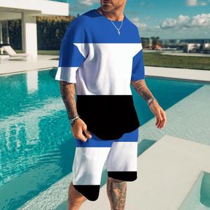 Herren-Trainingsanzüge, 2-teiliges Outfit, Hipster-bedrucktes Patchwork-T-Shirt und Shorts-Set, Sport, schmaler Smoking, Suite 269 für Herren