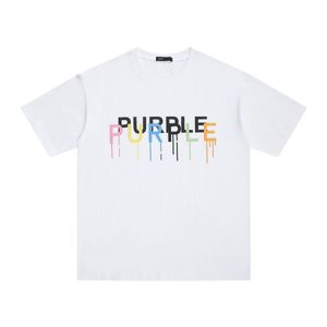 2024 Новые фиолетовые брендовые футболки с цветным принтом, свободные повседневные мужские и женские футболки с короткими рукавами из хлопка #99