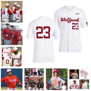 Custom NC State Wolfpack Baseball Jersey 27 Parker Nolan 5 Cannon Peebles 15 Carter Trice 0 Rio Britton 48 Andrew Shaffner NC State Jerseys