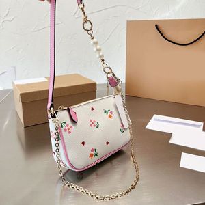 2024 New Shoulder Bags evening bags pearl half moon bag flower coachly bag lady clutch genuine leather plain embroidery floral letter hardware chains wallet top