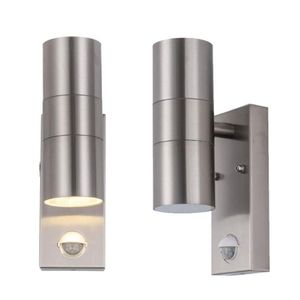 Outdoor Sensor Wall Light Up Down LED Lamp with PIR Porch Lamps Dual Head GU10 Corridor Yard Decor Lighting255s