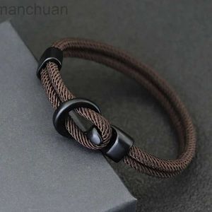 Bangle 2024 Fashion Rope Bracelet Men Double Layer Outdoor Camping Braclet Homme Accessories Survival Paracord Braslet Gift For Him ldd240312