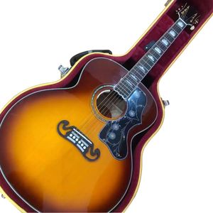 43インチJ200金型ソリッドウッド研磨ウッドオレンジ色の光沢塗料表面アコースティックウッドギター