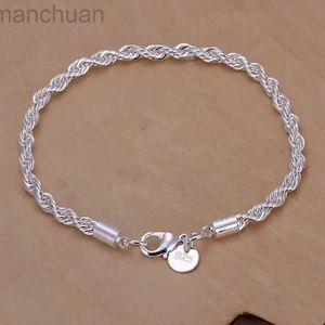 Bangle Nya silverfärgsmycken för kvinnor och män Fashion Silver Color Chain Charm Flash Twisted Rope Armband Smycken Armband H207 LDD240312