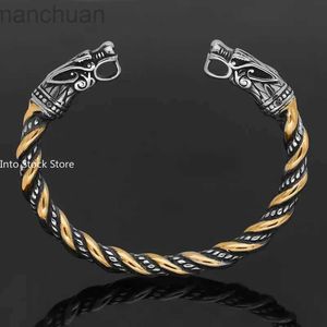 Bangel Norse Viking Wolf Kopfarmband Edelstahl Öffnen verstellbares Armbandmanschettenknopf für Männer Mode Schmuck Großhandel LDD240312