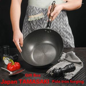 Сковороды в японском стиле Wok без покрытия, сковорода с плоским дном и антипригарным покрытием, бытовая кухонная утварь, газовая плита, универсальная, 30 см