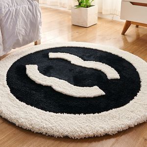 Designer Carpet Black White Pink French Fragrance Classic Logo Round Carpet Bedside Carpet Dirt Resistant Household Bedroom circular Floor Mat Decoration