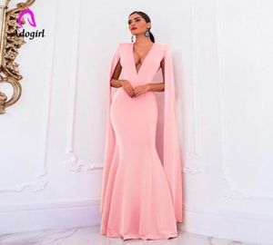 Adogirl Pink Long Dress Women Bankiet Even Event Party Sukienka Sukienka bez pleców Elegancka Empire Bodycon Formal Sheer Maxi Dress Y3149513