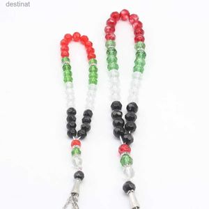 Bracciale con perline bandiera palestinese con perline Bandiera araba della PalestinaTesbih Perline di preghiera Rosario Tasbih Musulmano Auto-Casa-Ufficio Regali appesiL24213