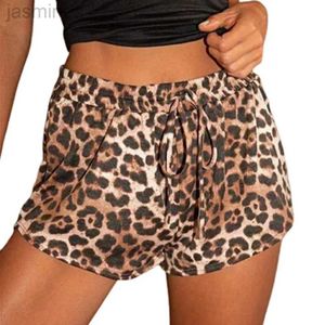 Kvinnors shorts shorts leopard tryck andningsbar sommar dragsko lös korta byxor strand sommar sexiga casual sport shorts ld240312